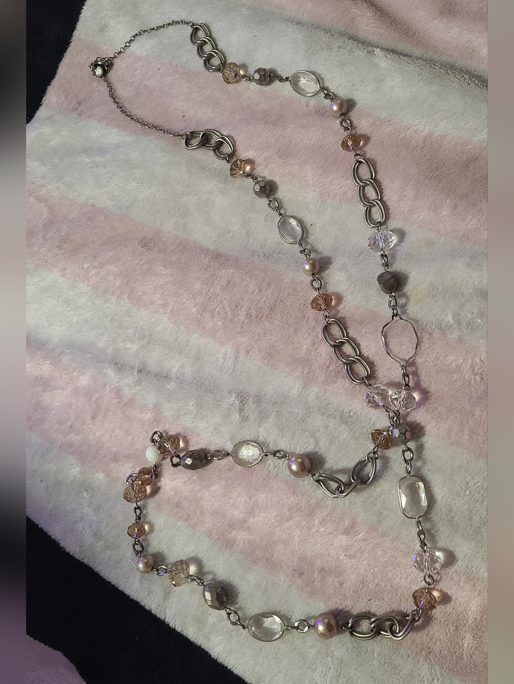 Loft Crystal Fauceted Long Chain Necklace